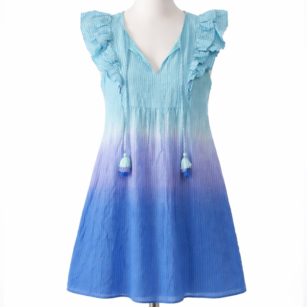 Vineyard Vines Blue Ombre Ruffle Sleeve Dress